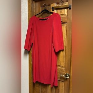 Red 3/4 Sleeve Calvin Klein Dress, Size 22